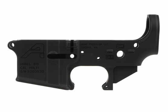 The Aero Precision X15 stripped lower receiver has a hardcoat anodized finish